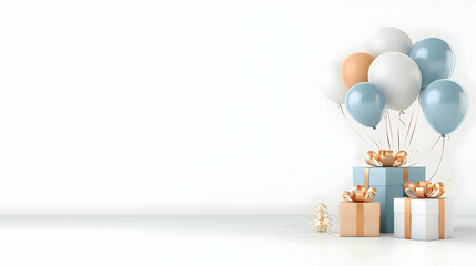 Birthday vector banner template. Happy birthday to you text in white space background with gifts and balloon decoration