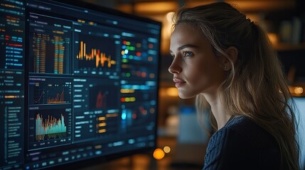 In finance, a professional alongside a financial report and managing costs through data visualization representing budgeting and taxation strategies.