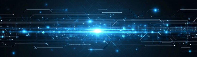 abstract blue background featuring sharp lines and glowing elements creates dynamic and futuristic atmosphere. This design evokes sense of technology and innovation