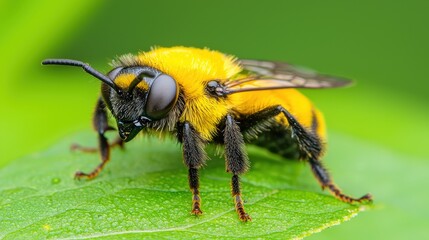 Macro Photography of Malaysian Melipona Bee on Green Leaf