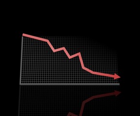 Stock down red arrow with graph