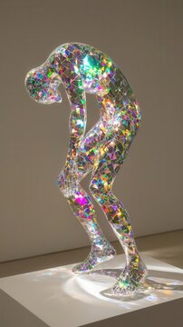 Analytical jugger figure with holographic overlay, [analysis], [observation], ,