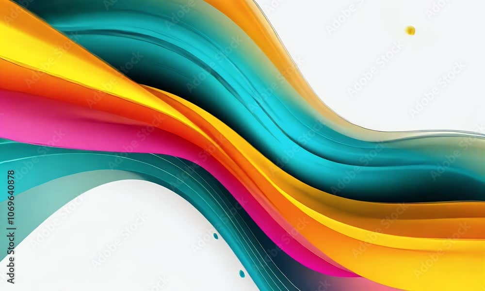 Poster colorful background with abstract waves shape and bubbles on a white background, a colorful vector i