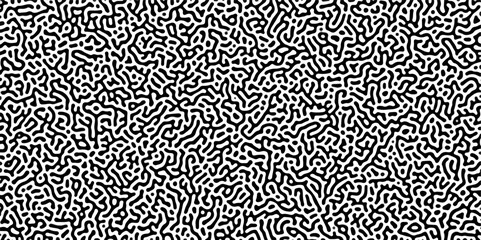 Organic seamless patterns with rounded lines Diffusion reaction background. Monochrome background of natural organic forms motion. Overlay template abstract Turing organic wallpaper background.
