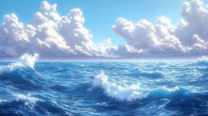 Fototapeta premium Pixel art rendition of an ocean texture in 8-bit style, serving as a vintage backdrop for retro games.