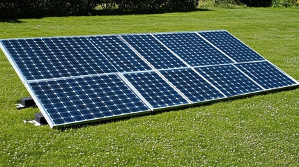 Solar Panels on Green Grass - Renewable Energy and Sustainability Concept