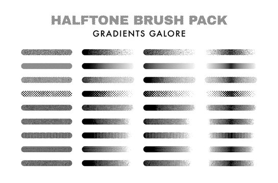 Grunge Halftone Brush Pack & Gradient Galore: Dotted Textures for Comic, Pop Art, and Monochrome Design