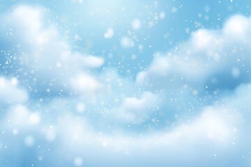 Winter Wonderland  Cloud Flat Illustration with Watercolor Sky and Snowflakes