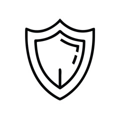 Shield Icon Outline for Protection, Minimalist outline of a shield symbol, representing protection, security, defense, and safety in a simple design.
