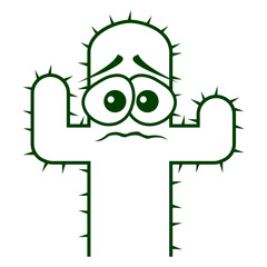 Cactus Face Fear Sad Eyes Desert Funny Cacti Fun Spines Plant Thorny Stinger Spine Green Botanical Nature Cool Fun Sahara Plant Lover Isolated T-Shirt Poster Sticker Print Illustration Vector Design