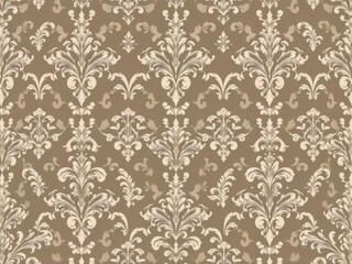 Elegant vintage card design featuring a damask seamless wallpaper pattern, antique