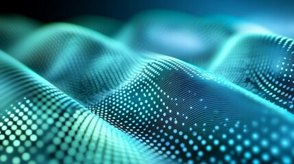 Abstract Teal Dotted Wave Background Digital Technology Texture