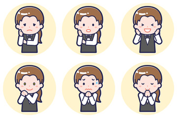 ウェイトレスのポーズセット_04