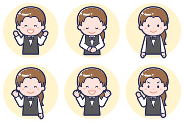 ウェイトレスのポーズセット_02