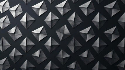 Fototapeta premium Geometric pattern of overlapping abstract metal shapes on dark background, geometric, abstract