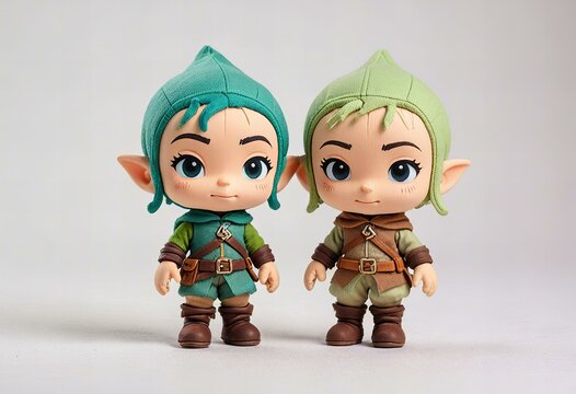 Image Minimalist chibi halfling rogue character design, full body, isolated on white background.