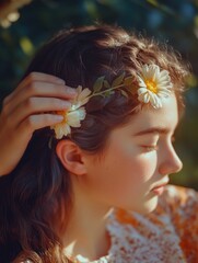 Naklejka premium Ethereal Flower Crown Photoshoot
