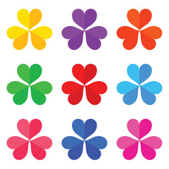 Obraz premium Pack of 9 Colorful Three Leaf Clovers