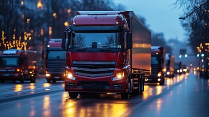 Supply chain vehicles collaborate in transportation, symbolizing logistics efficiency.