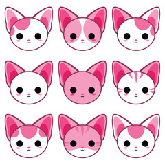 Fototapeta premium pack of 9 Pink Sphynx Cats vector