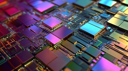 Circuit board close-up. Technology background.