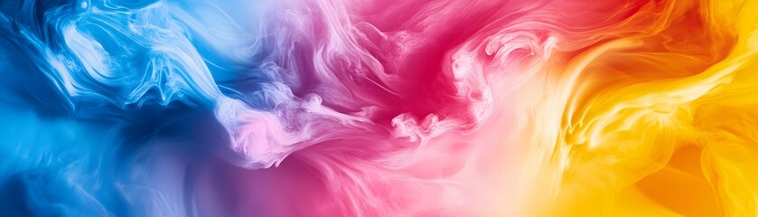 Abstract Swirling Colors of Blue, Pink, and Yellow