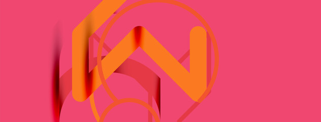 Abstract background. Circles and colorful round shape lines. Linear geometric minimal design