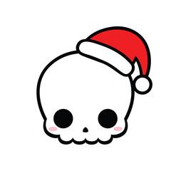 Cute Skull wearing santa hat
