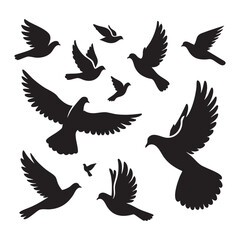 Fototapeta premium Silhouette set of dove