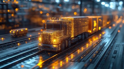 The global logistics concept highlights fast shipping with IoT technology in the online goods industry.