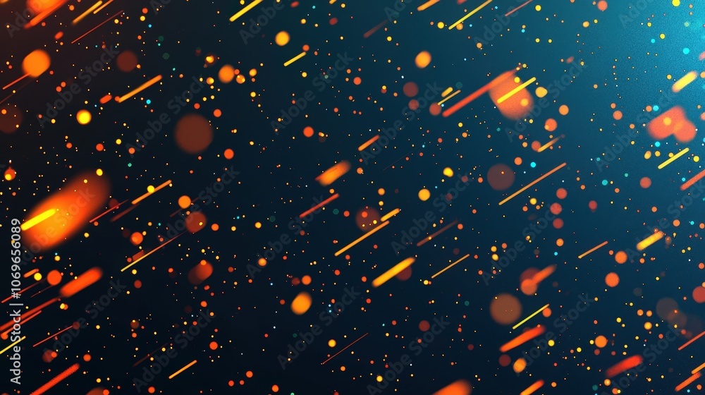 Poster abstract background with orange and yellow lights and bokeh