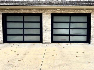 lifting garage doors with frosted glass