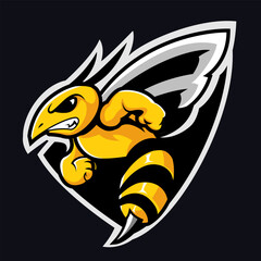 bee ANGRY mascot logo sport logo