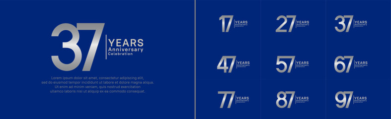 anniversary logo set. vector design silver color can be use for special moment