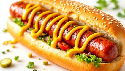 Gourmet Delight: A Mouthwatering Hot Dog with Fresh Ingredients