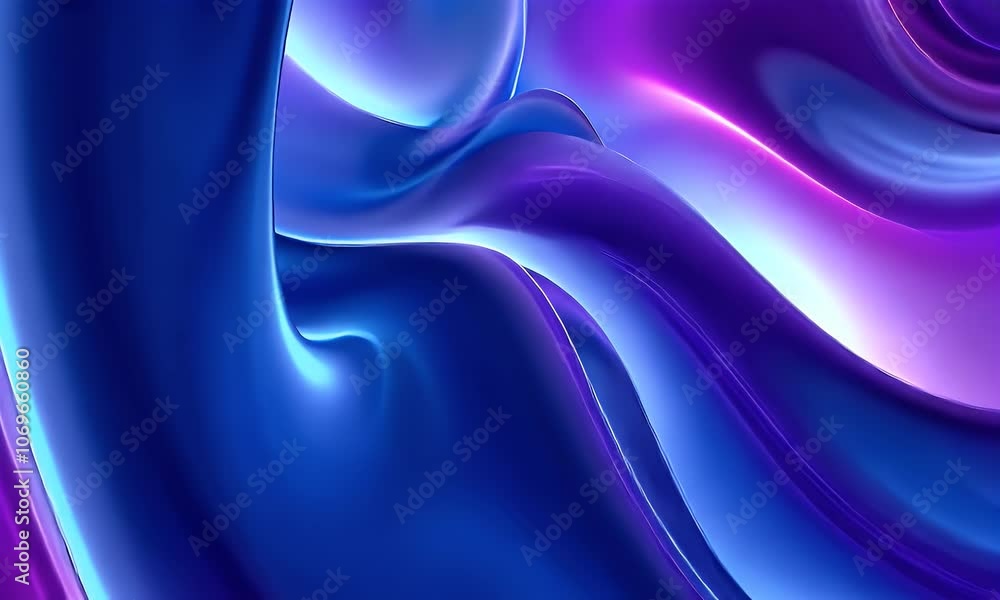 Poster abstract background with colorful wavy lines on blue, simple shapes in the style of 3d render, digit