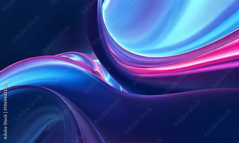Poster abstract background with colorful wavy lines on blue, simple shapes in the style of 3d render, digit