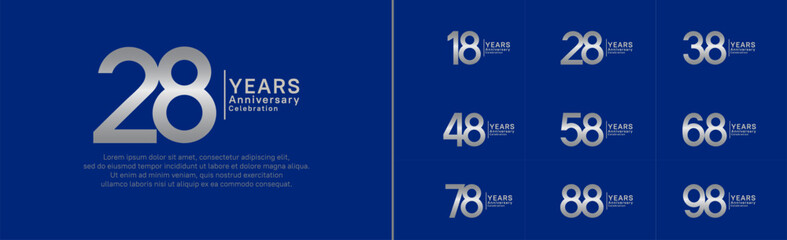 anniversary logo set. vector design silver color can be use for special moment