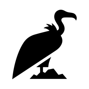 recommend clip art: Black silhouette vulture bird animal sitting vector icon design