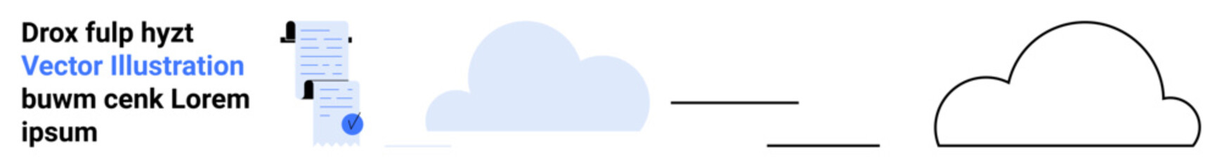 Blue cloud, text document, and cloud outline are perfect for data storage, digital services, tech blogs, web design, educational platforms, presentations, and infographics. Landing page