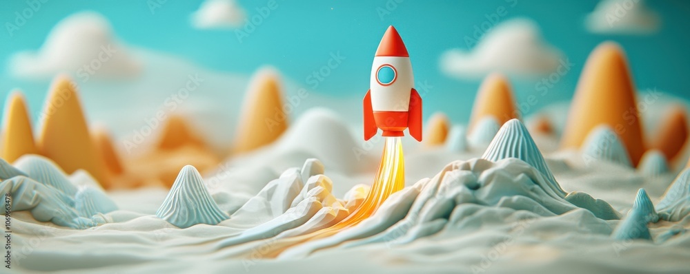 Poster ignite your potential launching into high growth with upward arrows and rocket dynamics