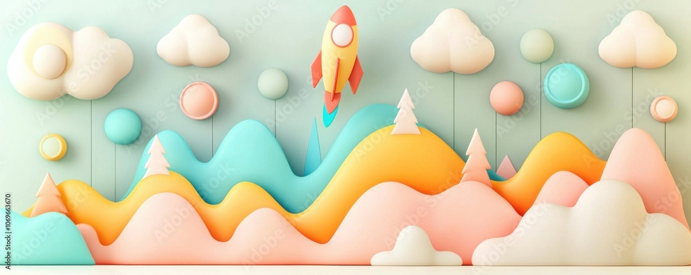 Poster launch your success how an upward graph and rocket motion symbolize achieving new heights in busines