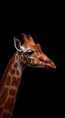 Obraz premium Giraffe Portrait Isolated on Black Background Wildlife Photography Animal Headshot