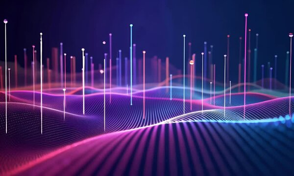 Abstract dot point connect with gradient line and aesthetic Intricate wave line design , internationalization social network or business big data connection technology concept


