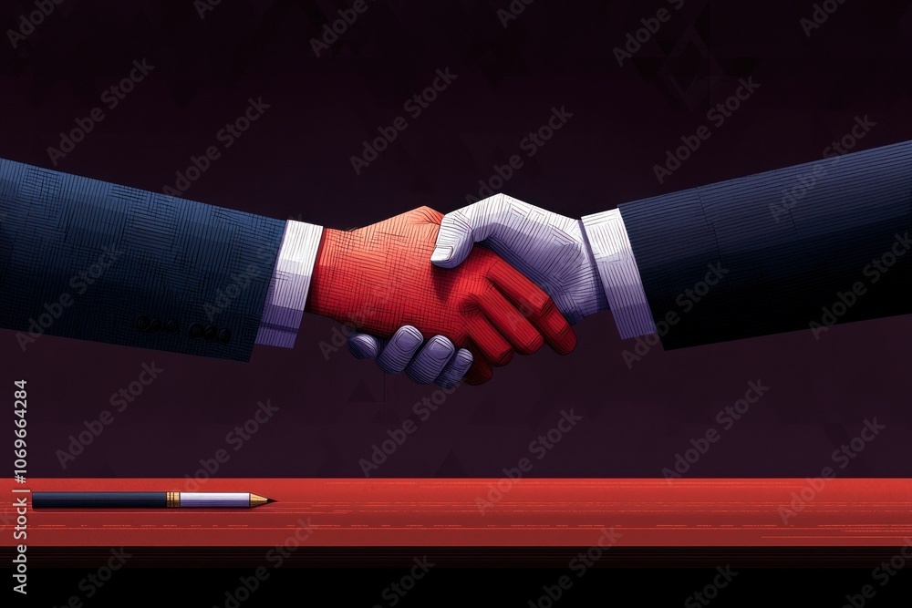 Poster capture the essence of business collaboration with a realistic image of hands shaking in agreement f