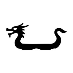 A black silhouette dragon boat vector icon design