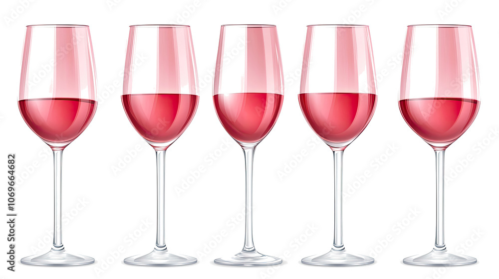 Poster elegant red wine glasses collection on a transparent background generative ai