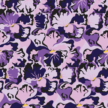 Violet dreams: a luxe purple pansy seamless pattern. Designs for fabric print, home decor, stationery, branding, packaging, gift wrapping, digital print