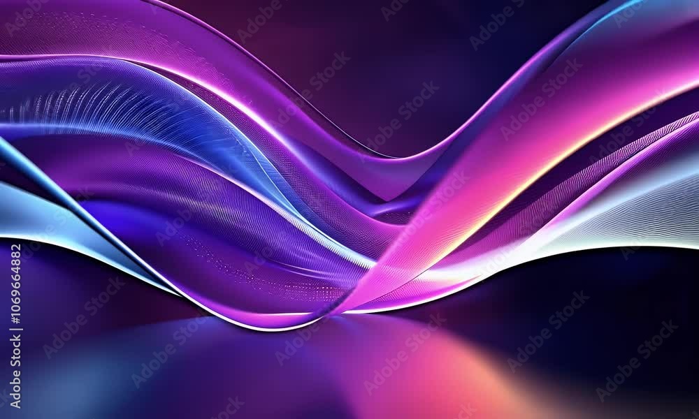 Poster abstract colorful wavy lines on dark background vector presentation design, black solid background