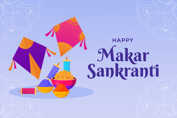 Fototapeta premium gradient makar sankranti indian festival background illustration